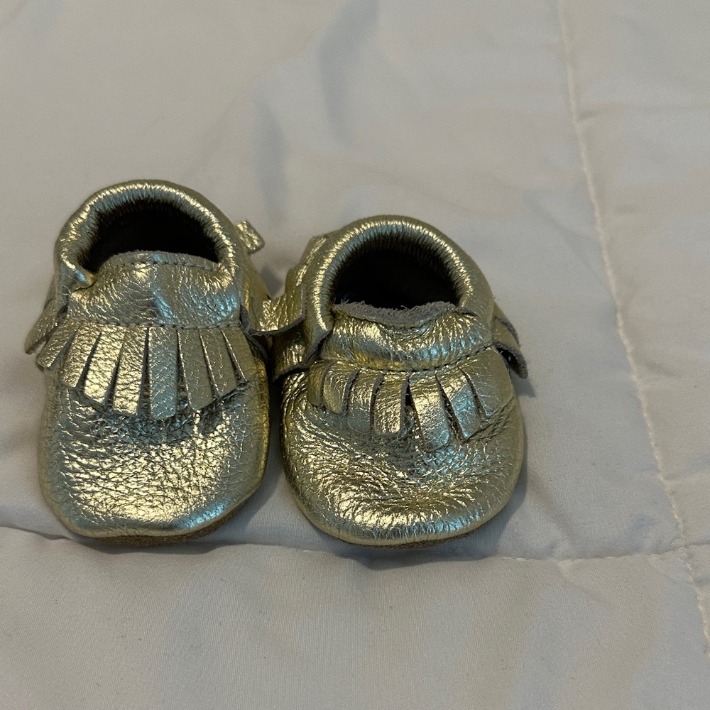 Bird Rock baby, Gold Baby Moccasins